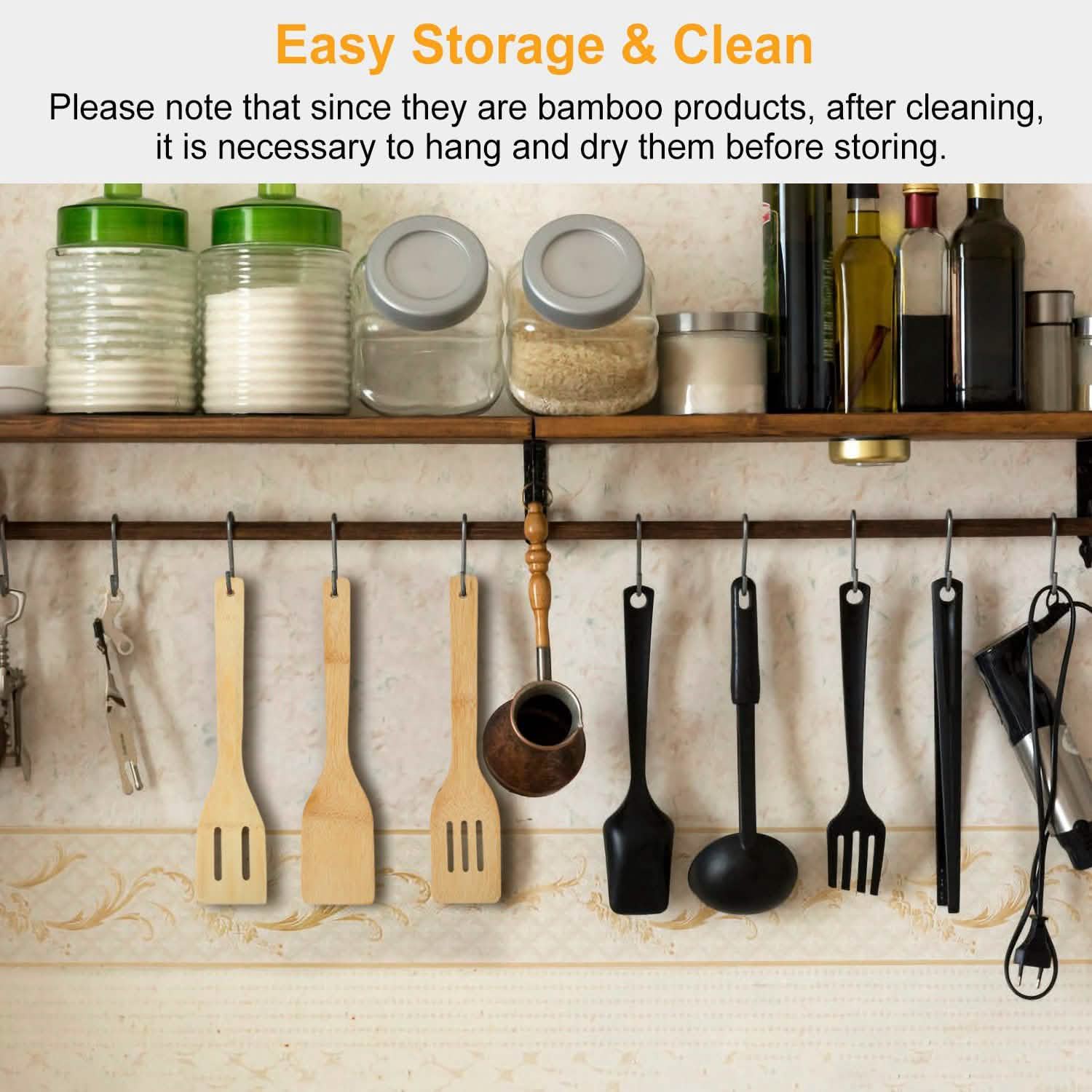 6-Pieces: Cooking Utensil Bamboo Wooden Spoons