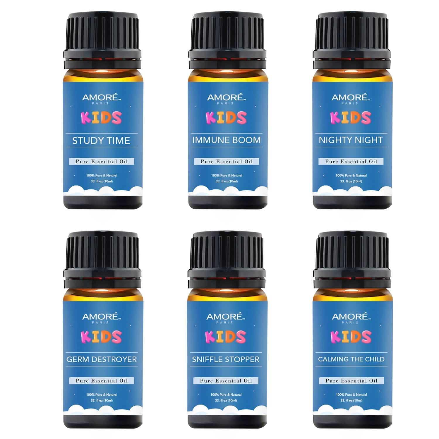 6-Pieces Set: Natural Aromatherapy Kids Safe Essential Oils Starter Set