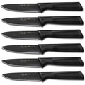 6-Pieces Set: YOLEYA High Carbon German Stainless Steel Black Serrated Steak Knife Set