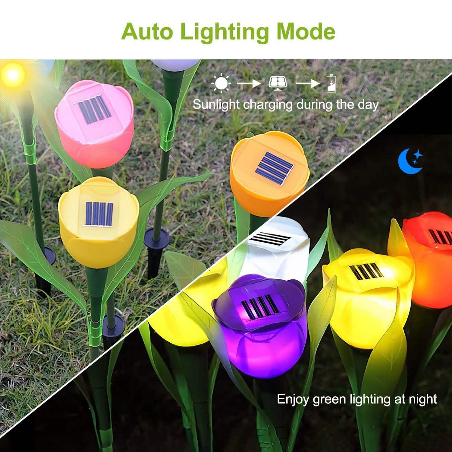 6-Pieces: Solar Garden Tulip Flower Lights