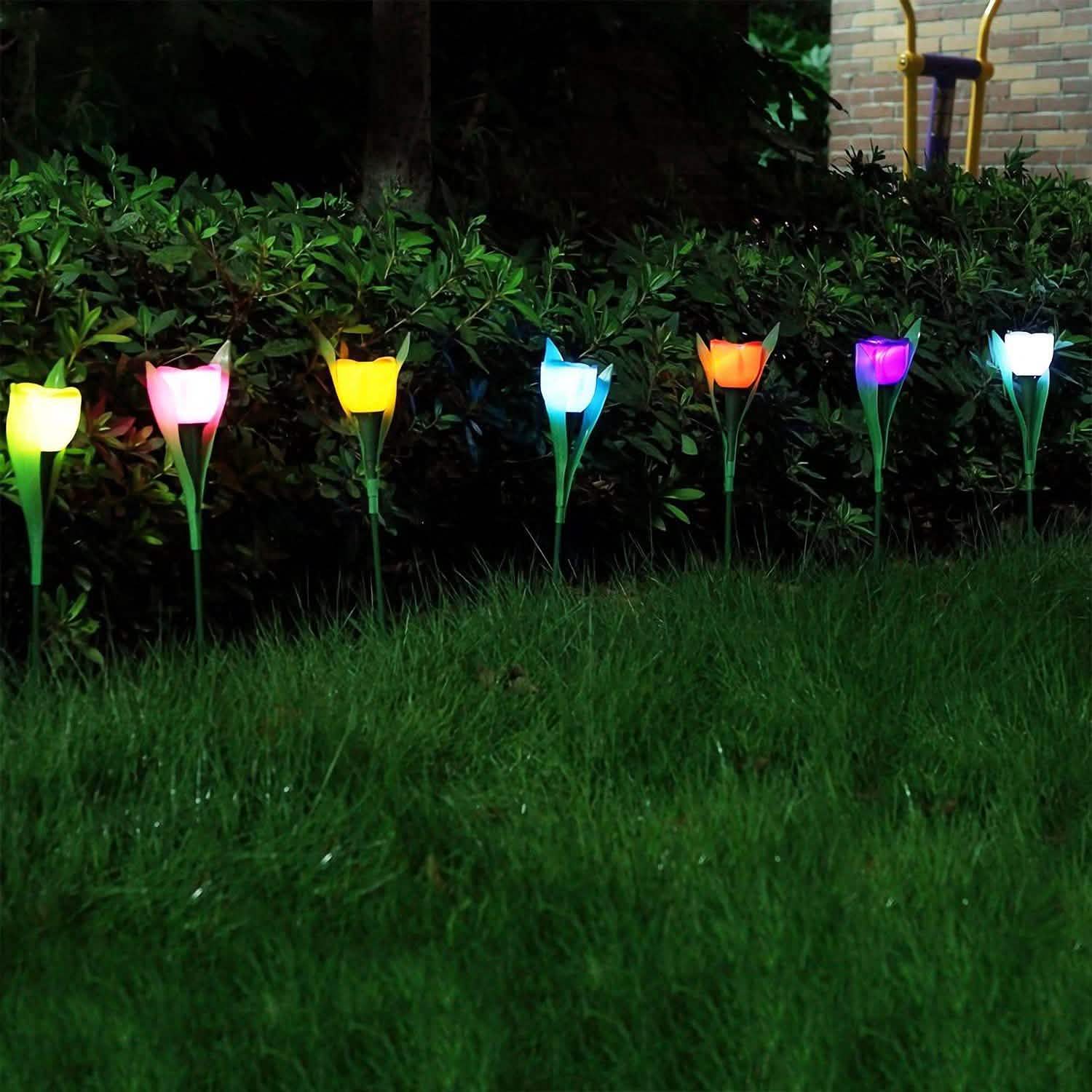 6-Pieces: Solar Garden Tulip Flower Lights