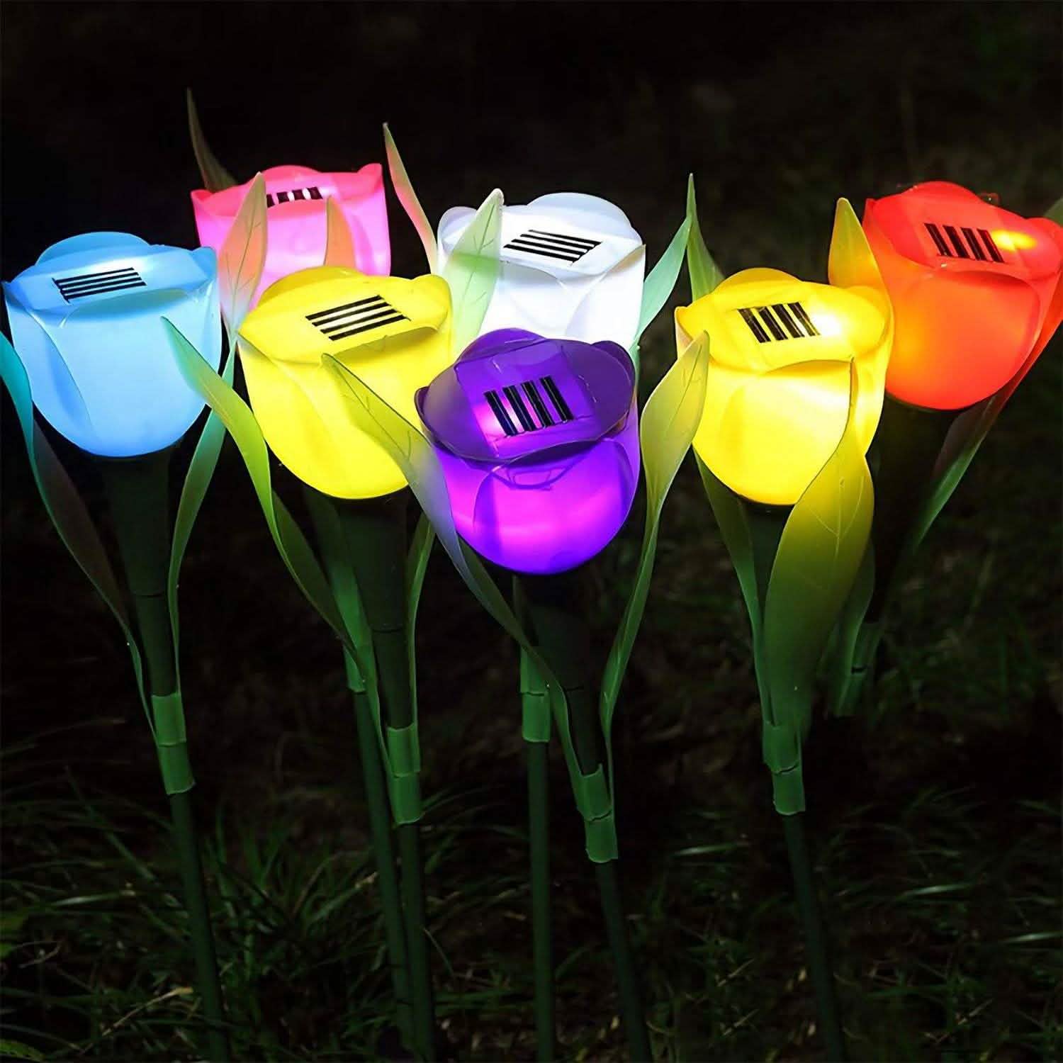 6-Pieces: Solar Garden Tulip Flower Lights