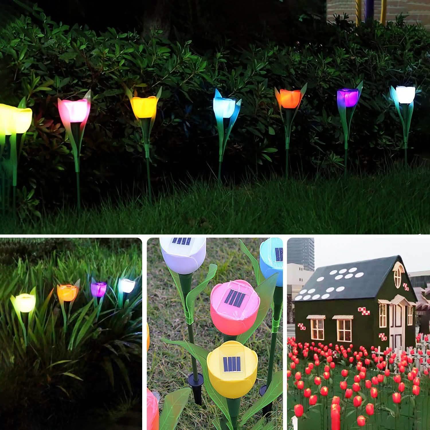 6-Pieces: Solar Garden Tulip Flower Lights