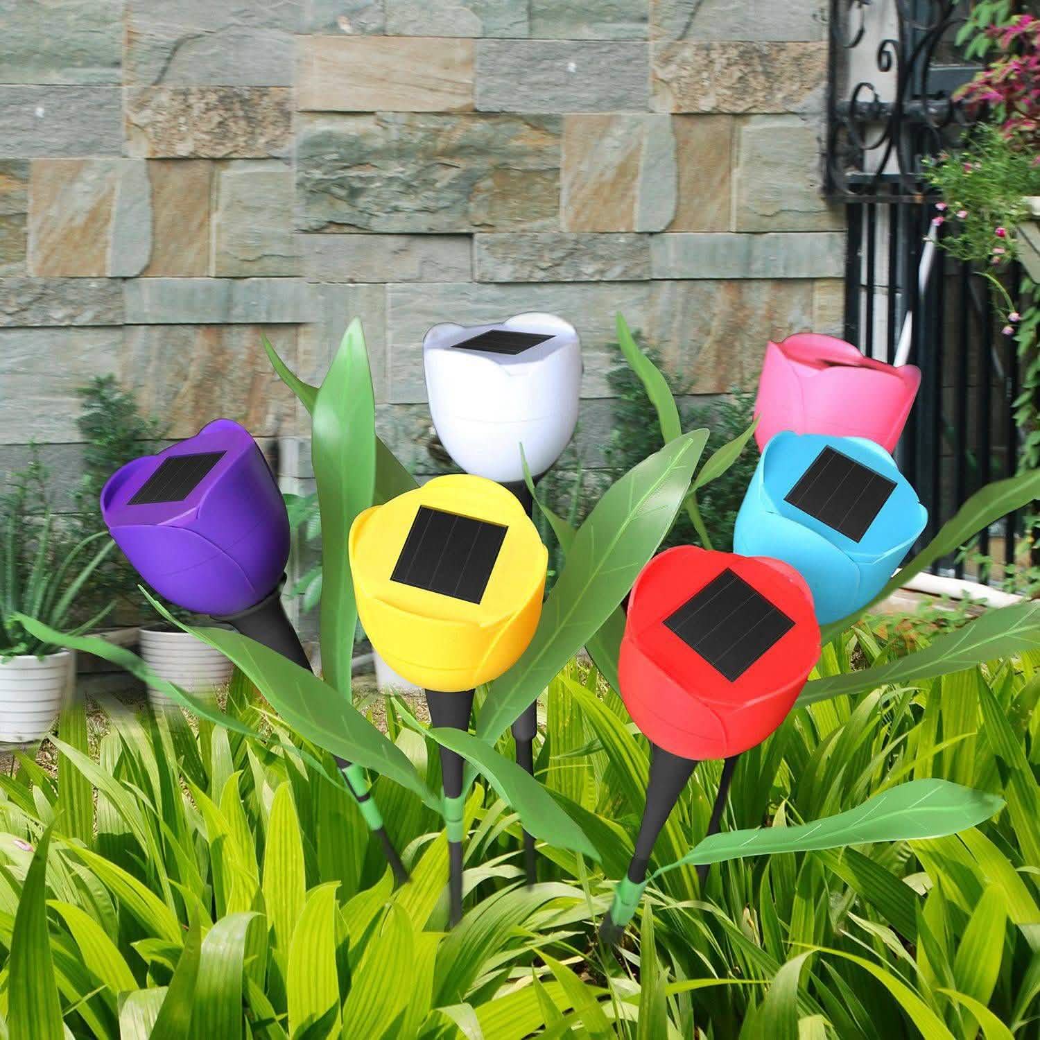 6-Pieces: Solar Garden Tulip Flower Lights