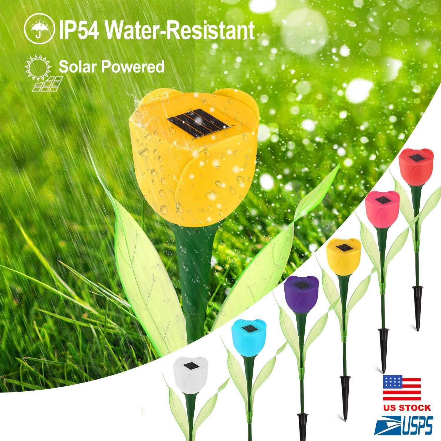 6-Pieces: Solar Garden Tulip Flower Lights