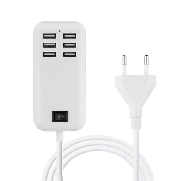 6-Ports USB-Powered Devices Wall Charger Power Adapter