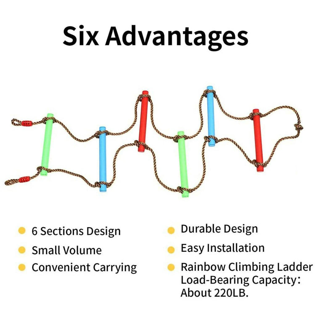 6 Rungs Swing Climbing Rope Ladder Hang for Children Playground Exercise