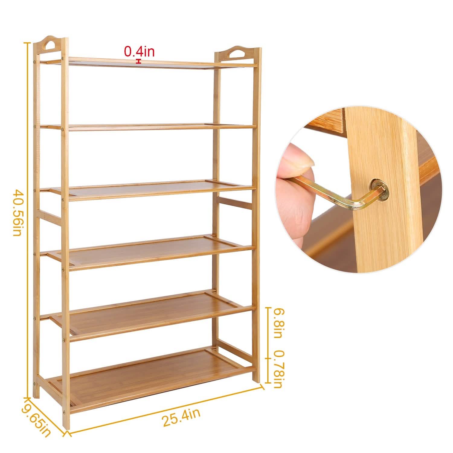 6 Tier Bamboo Shoe Rack Organizer