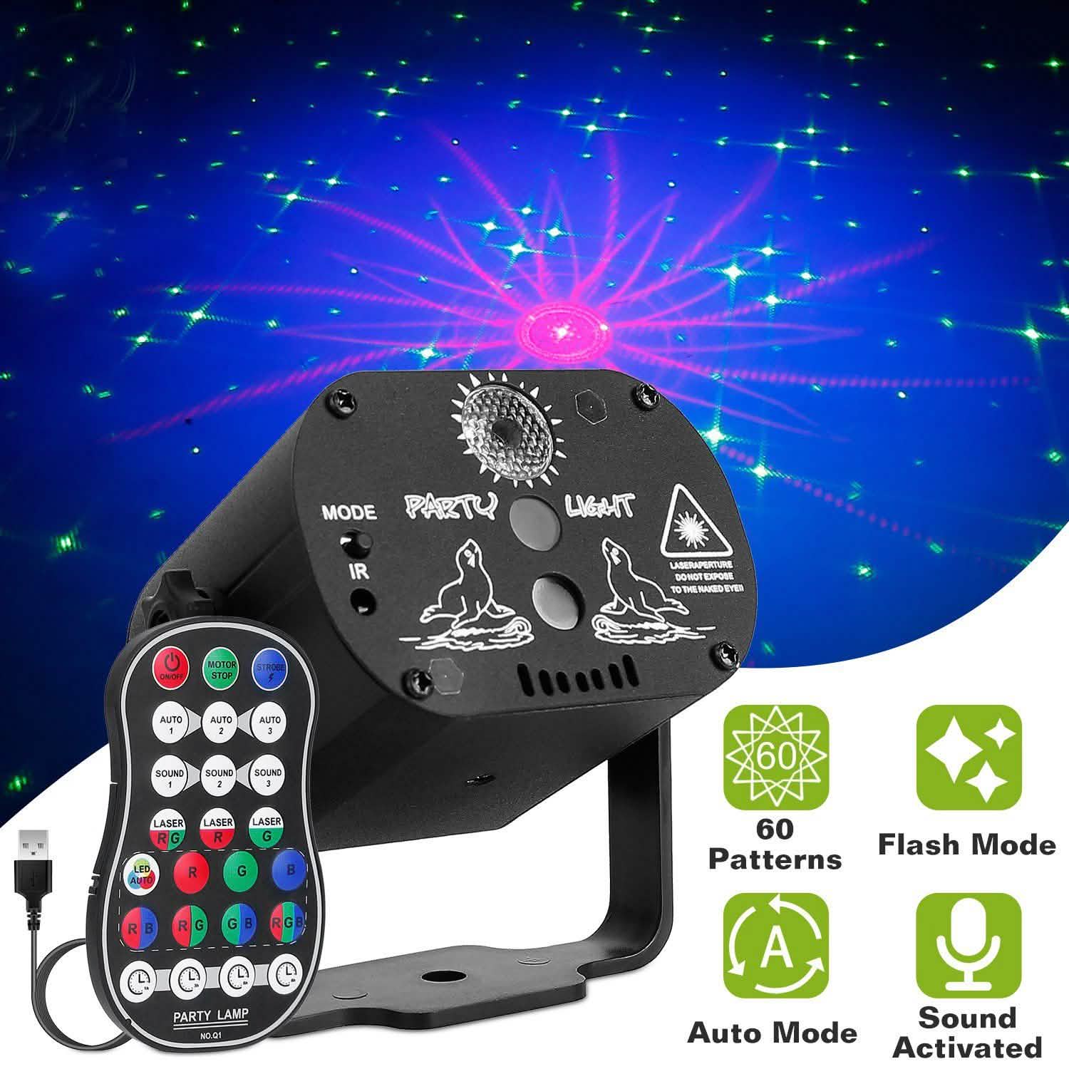 60 Pattern Laser Stage Light Sound