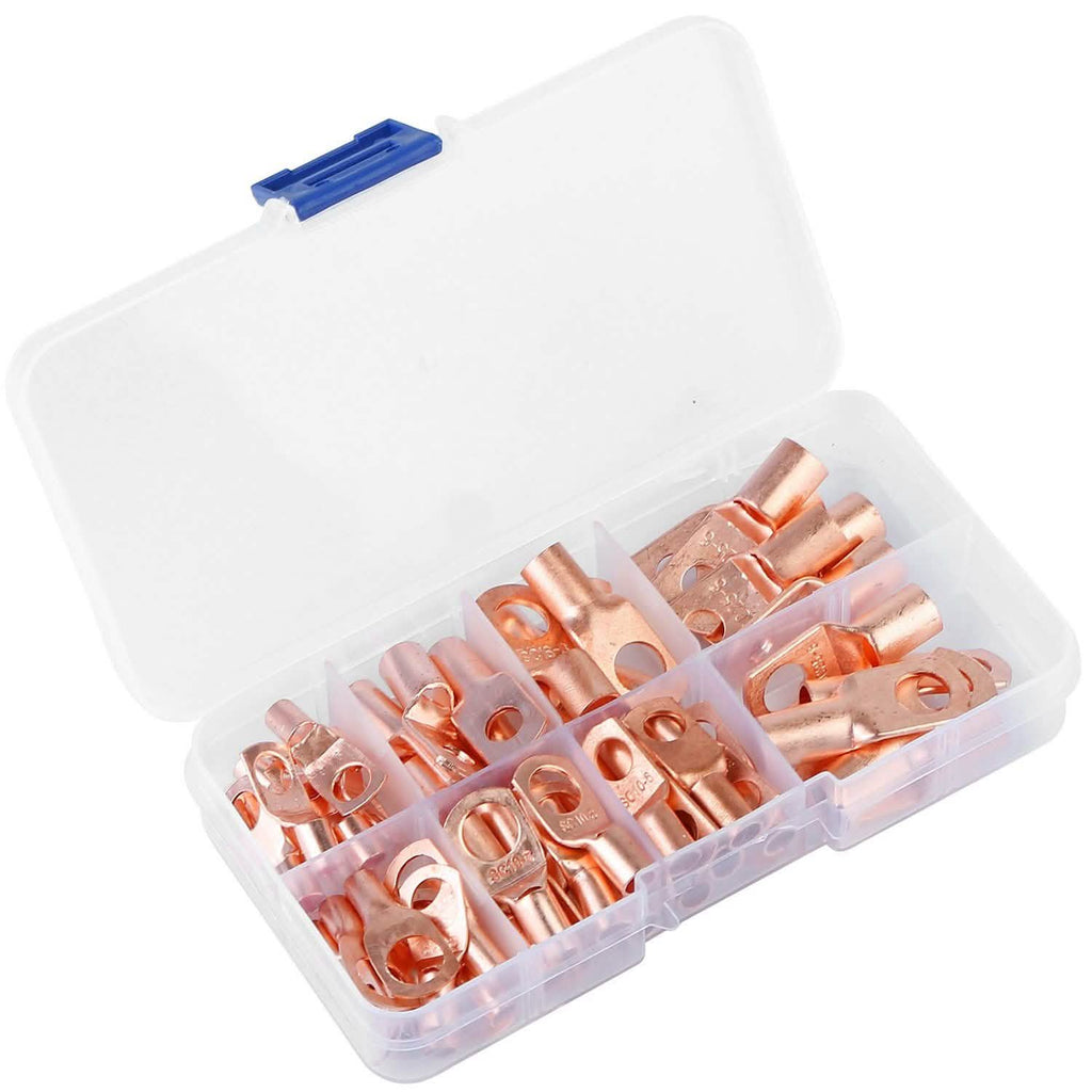 60-Piece: Battery Bare Copper Ring Lug Terminals