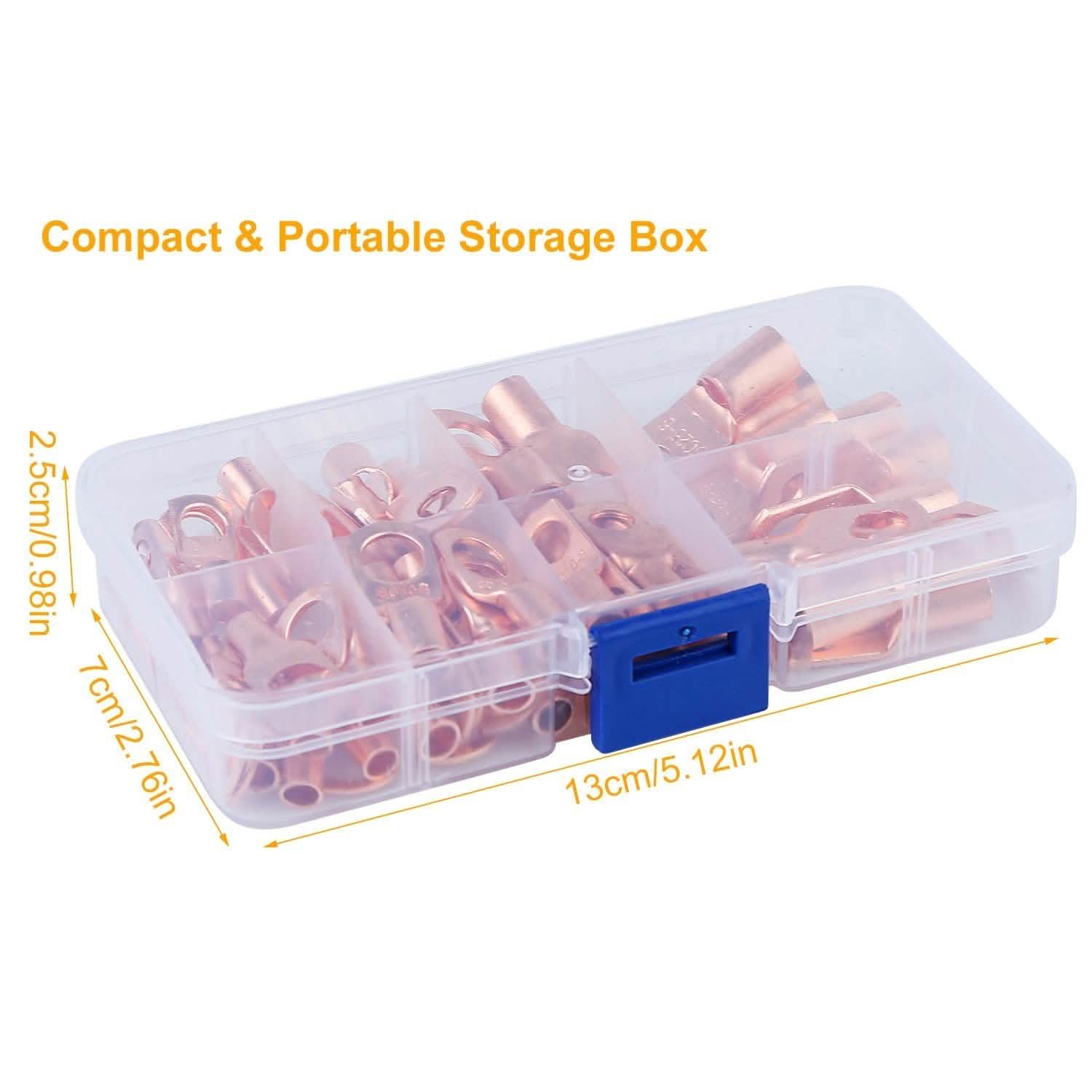 60-Piece: Battery Bare Copper Ring Lug Terminals