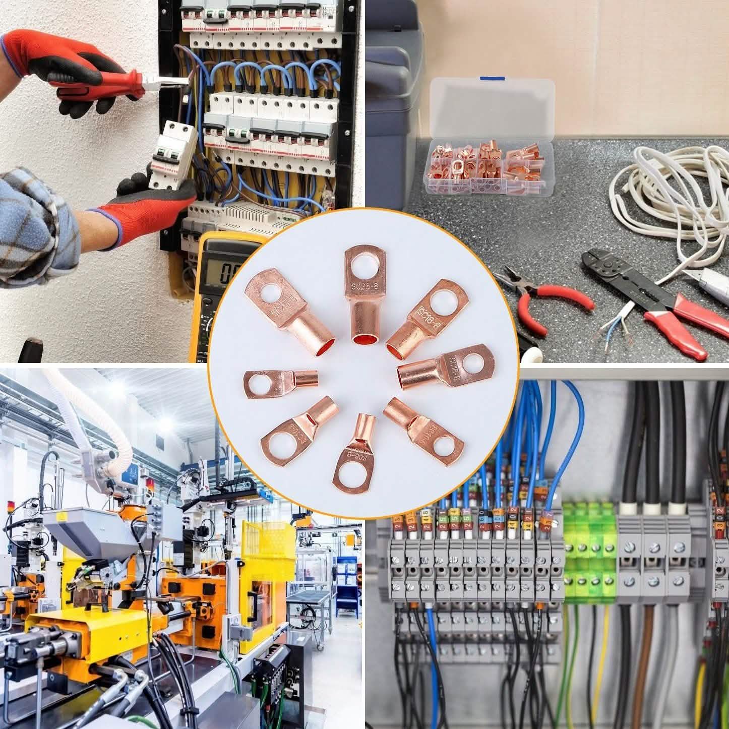 60-Piece: Battery Bare Copper Ring Lug Terminals
