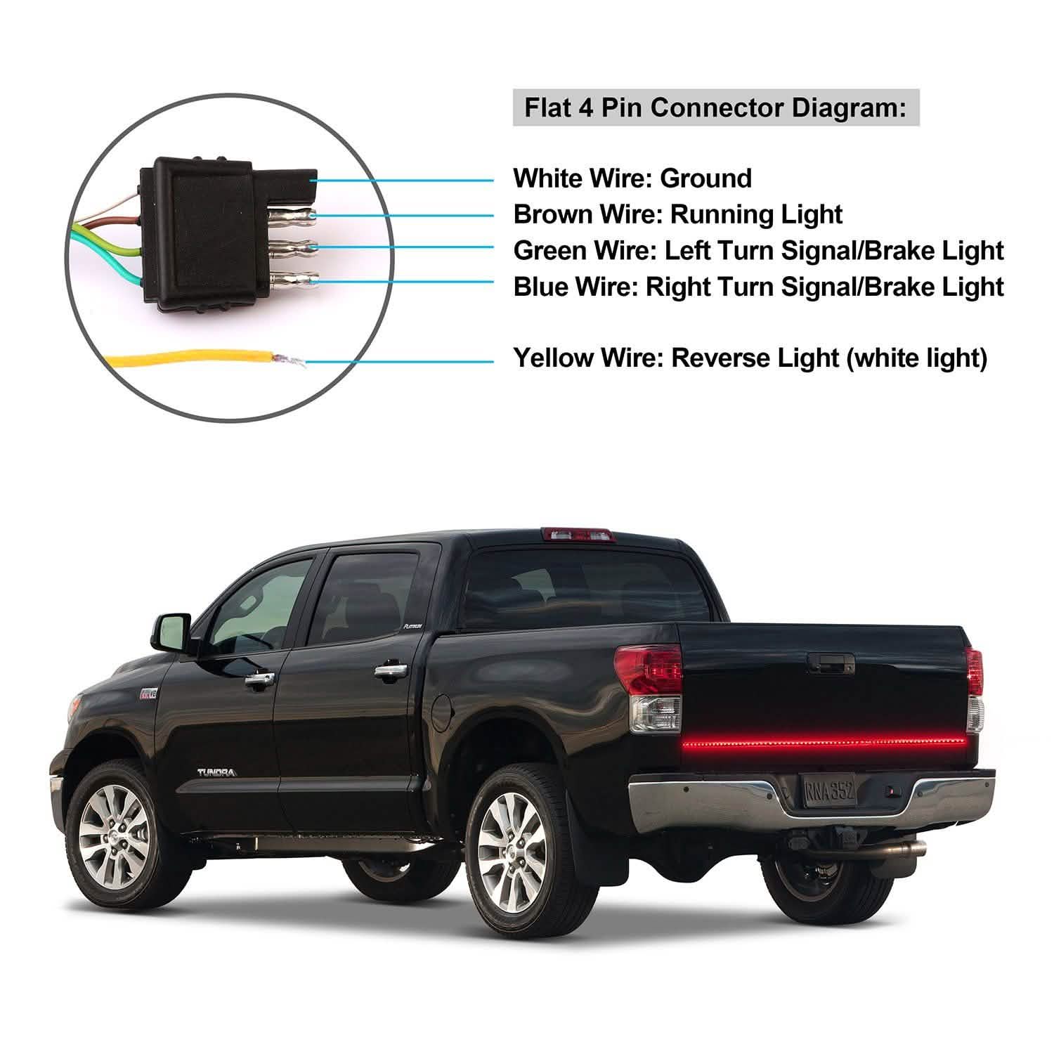 60" Truck Tailgate Brake/Reverse/Turn Signal LED Light Stip
