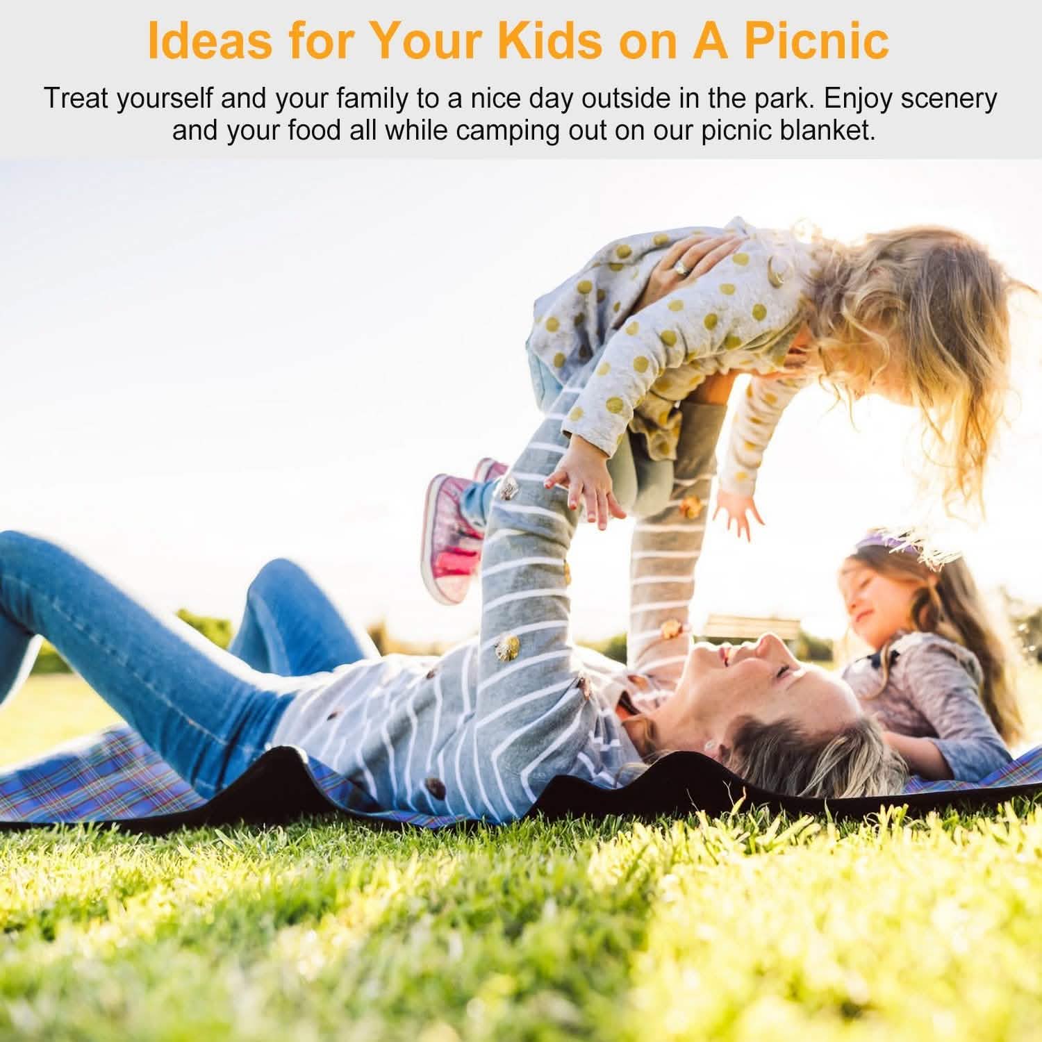60" x 78" Foldable Waterproof Picnic Blanket with Strap