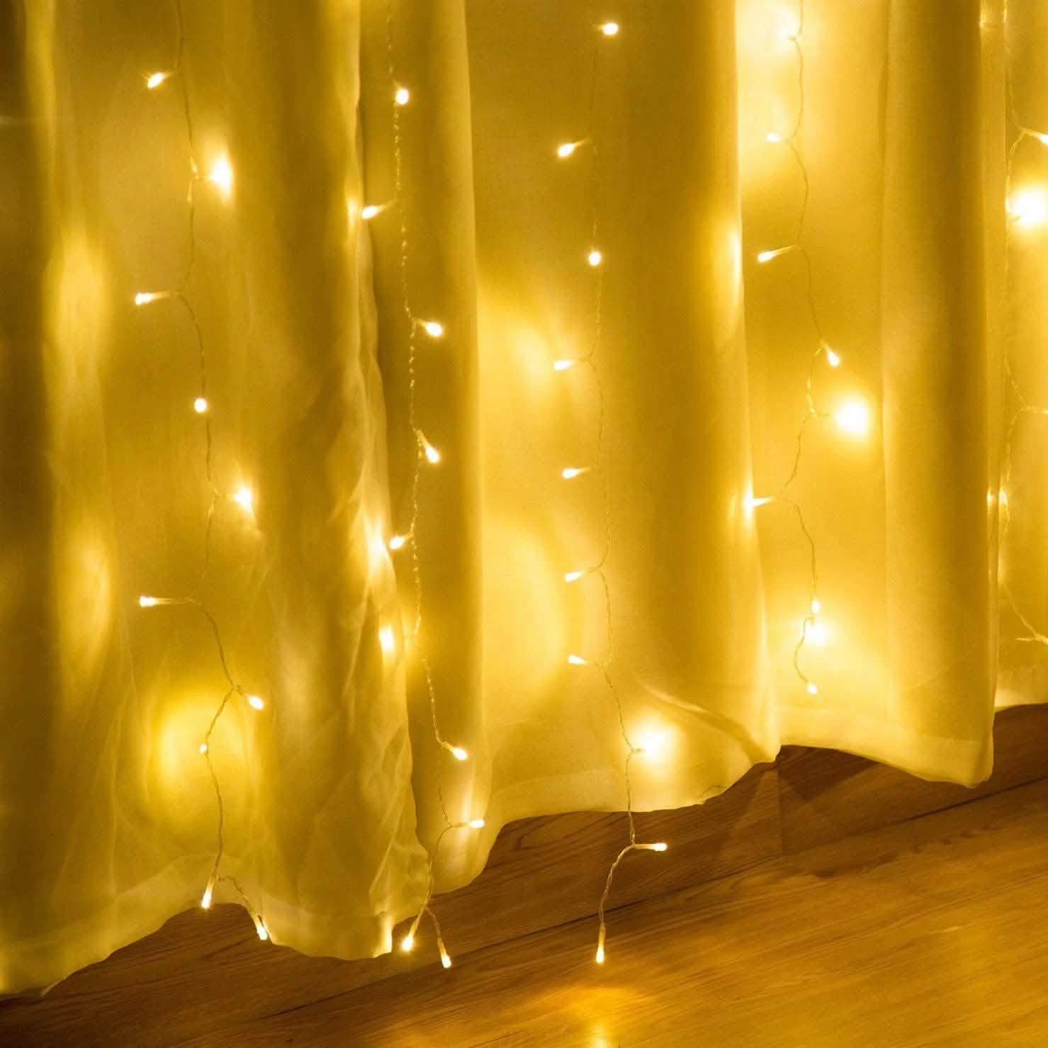 600 LED 9.8 x 19.6 FT. LED Curtain Lights with 8 Light Modes and Memory Function