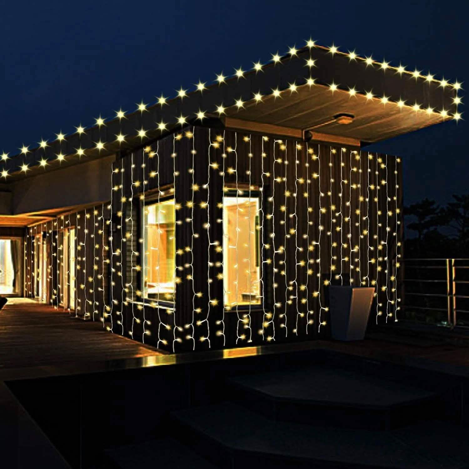 600 LED 9.8 x 19.6 FT. LED Curtain Lights with 8 Light Modes and Memory Function