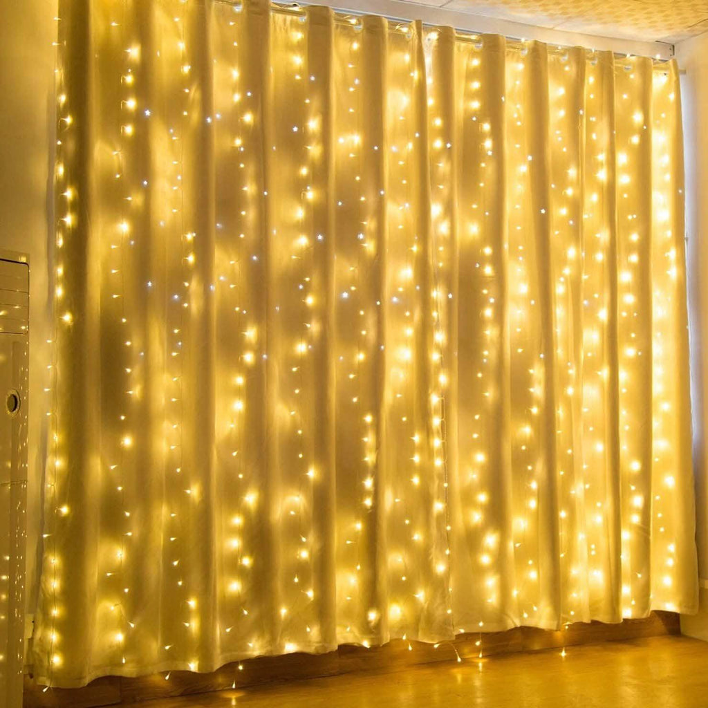 600 LED 9.8 x 19.6 FT. LED Curtain Lights with 8 Light Modes and Memory Function