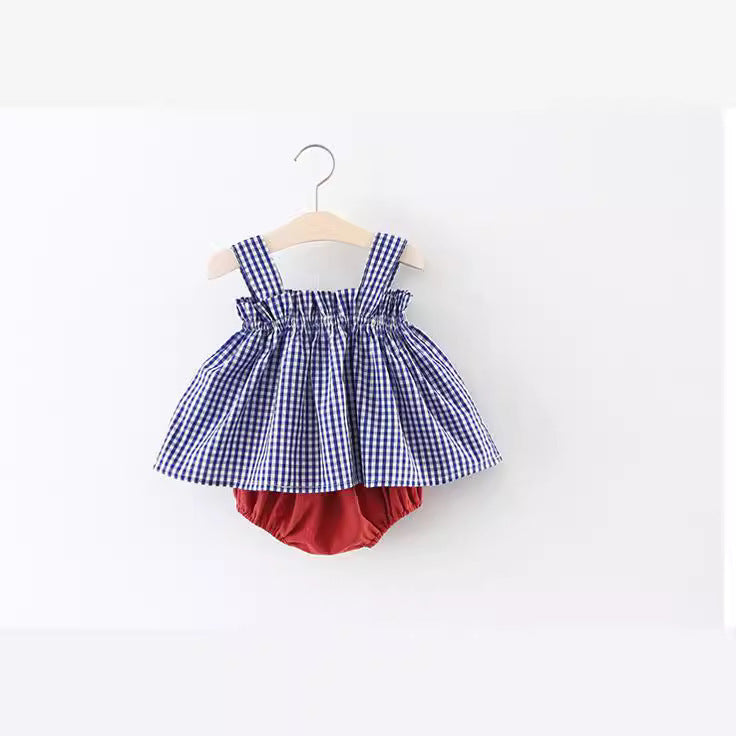 Plaid Suspenders Butt Clothes Trendy Two-piece Suit