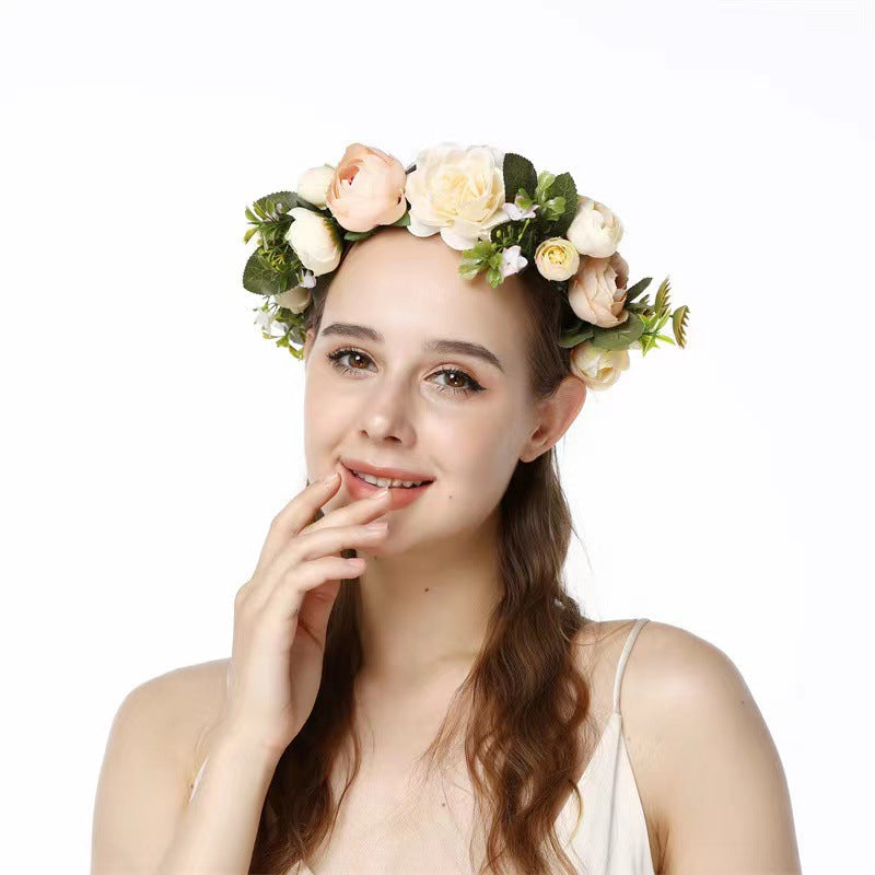 Wreath, European and American fashion, women's simulated flower hair accessories, Hawaiian wedding photography, headwear, headwear for women