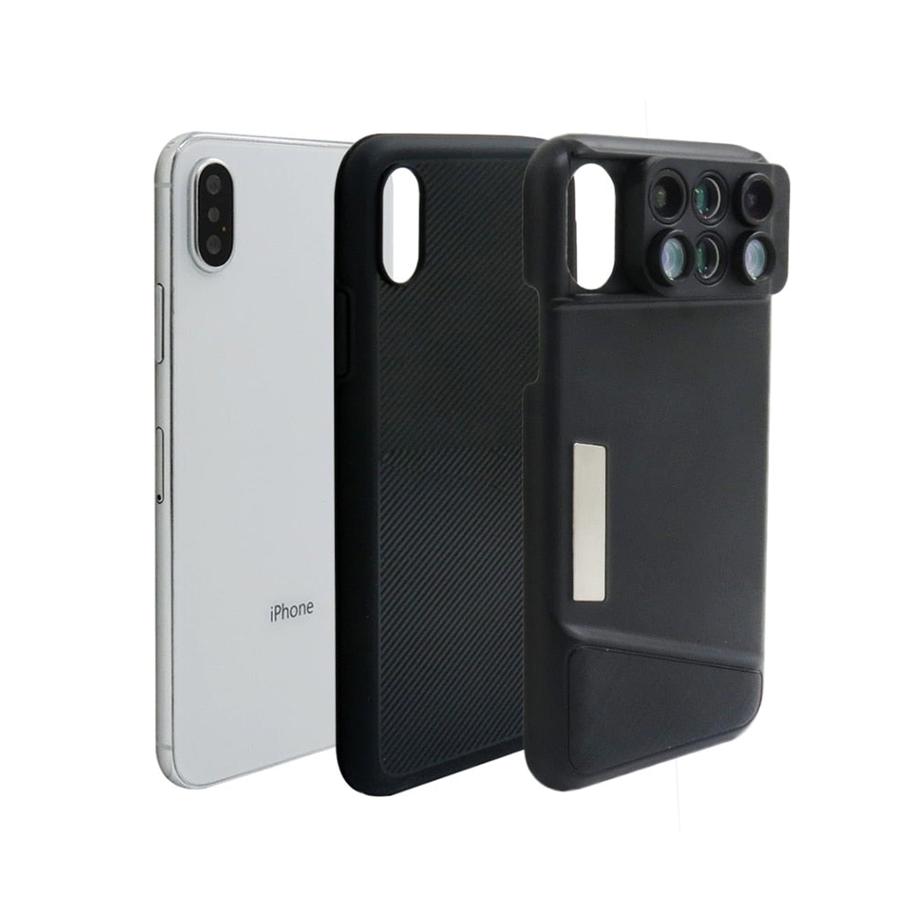 Camera Lens Phone Case for iPhone XR XS Max Fisheye Wide Angle Macro Lens Phone Cover Mobile Phone Lensese Case Full Coverage
