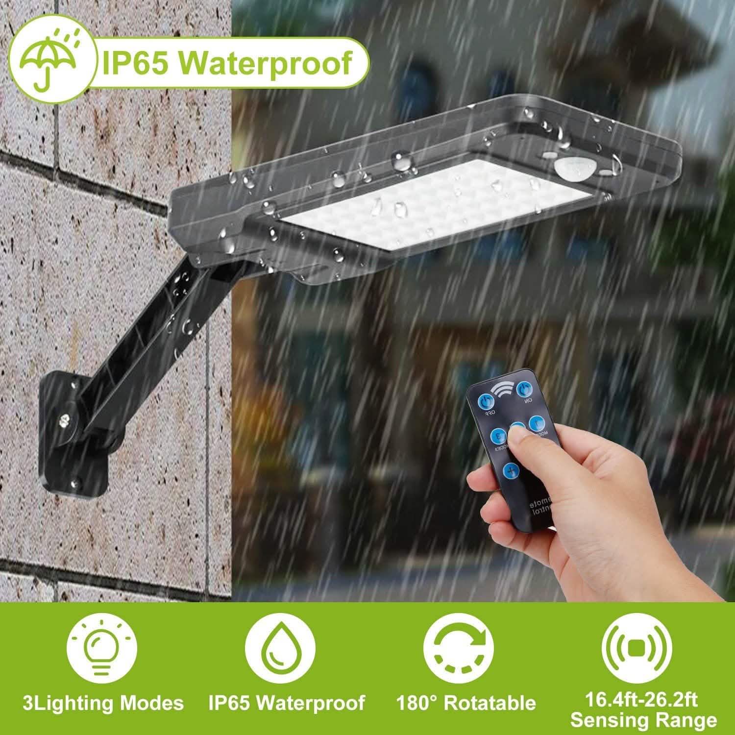 60LEDs Solar PIR Motion Sensor Remote Control Wireless Lamp