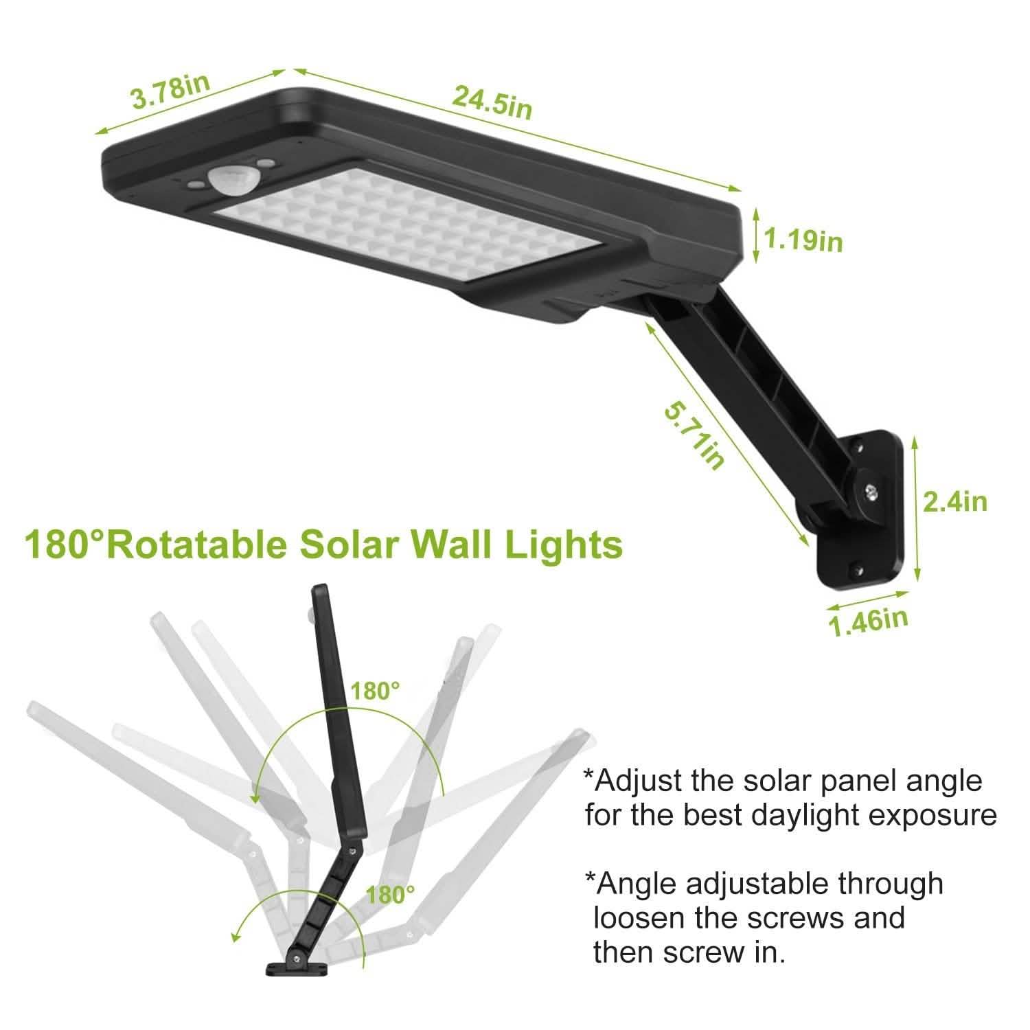 60LEDs Solar PIR Motion Sensor Remote Control Wireless Lamp
