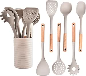 Silicone Cooking Utensils Set 8 Piece with Holder