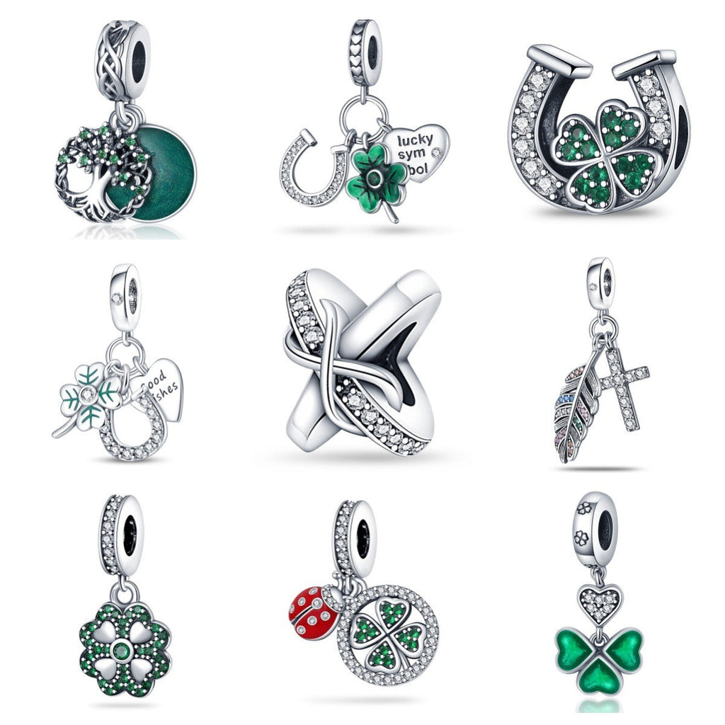 U-shaped Horseshoe Clover Wishing Tree Pendant Copper Silver Plated DIY Jewelry