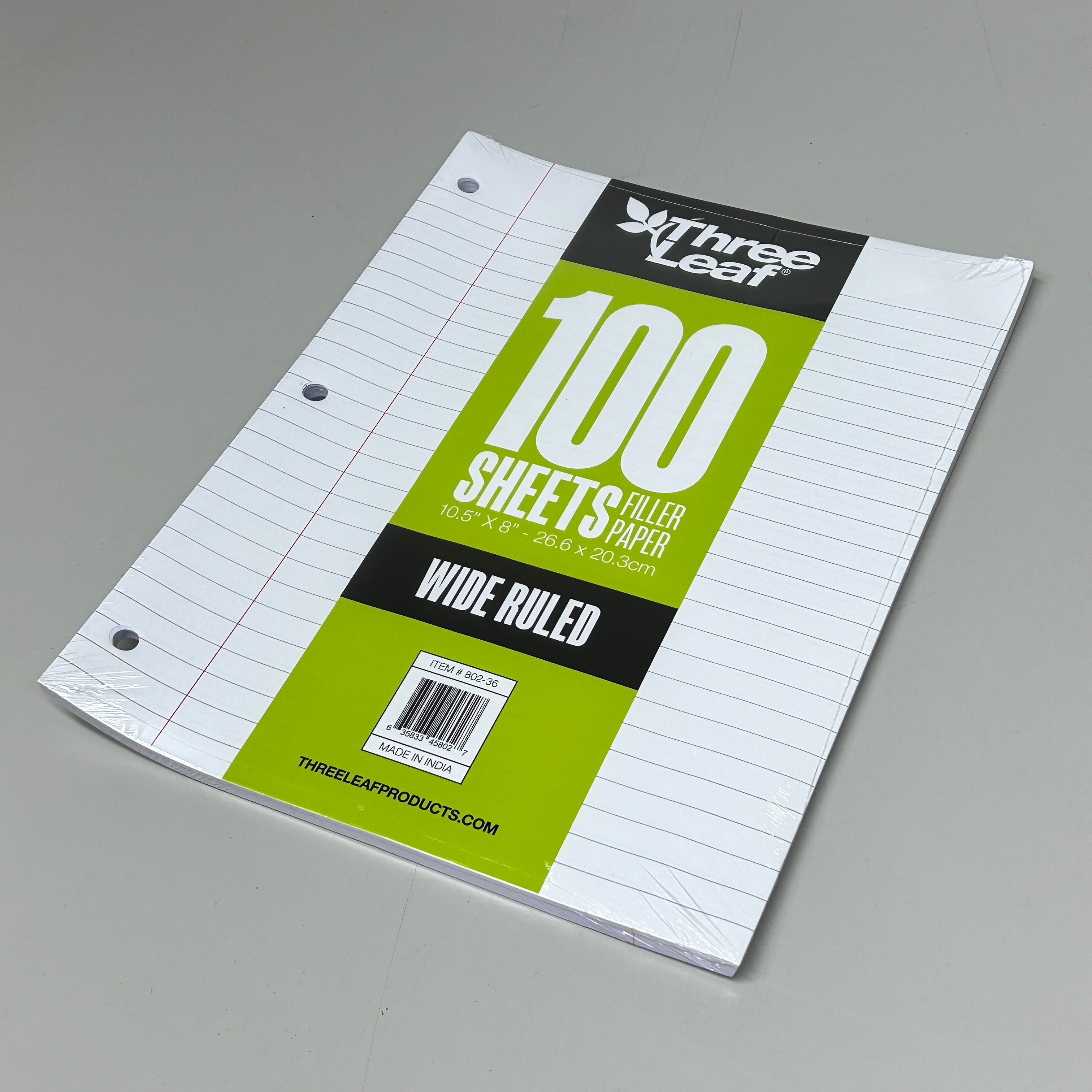 THREE LEAF (36 PACK) Filler Paper Wide Ruled 100 Count 10.5" x 8" (New)