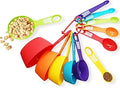 12 Piece Measuring Cups and Spoons Set, Colored Kitchen Measure Tools, Durable Nesting Cups and Spoons for Dry and Liquid, Dishwasher Safe