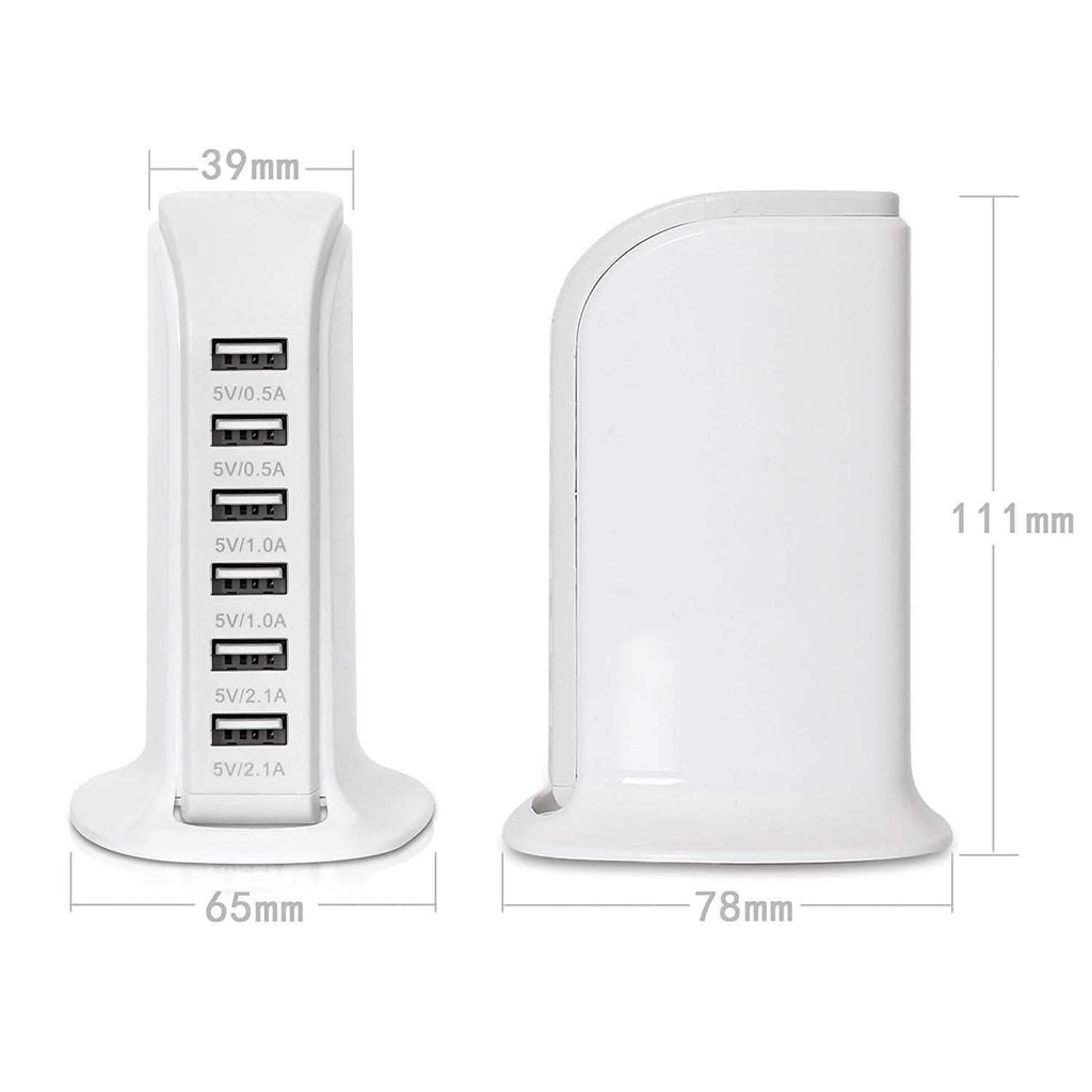 40-Watt 6-Port USB Charging Station for Smart Phones and Tablets