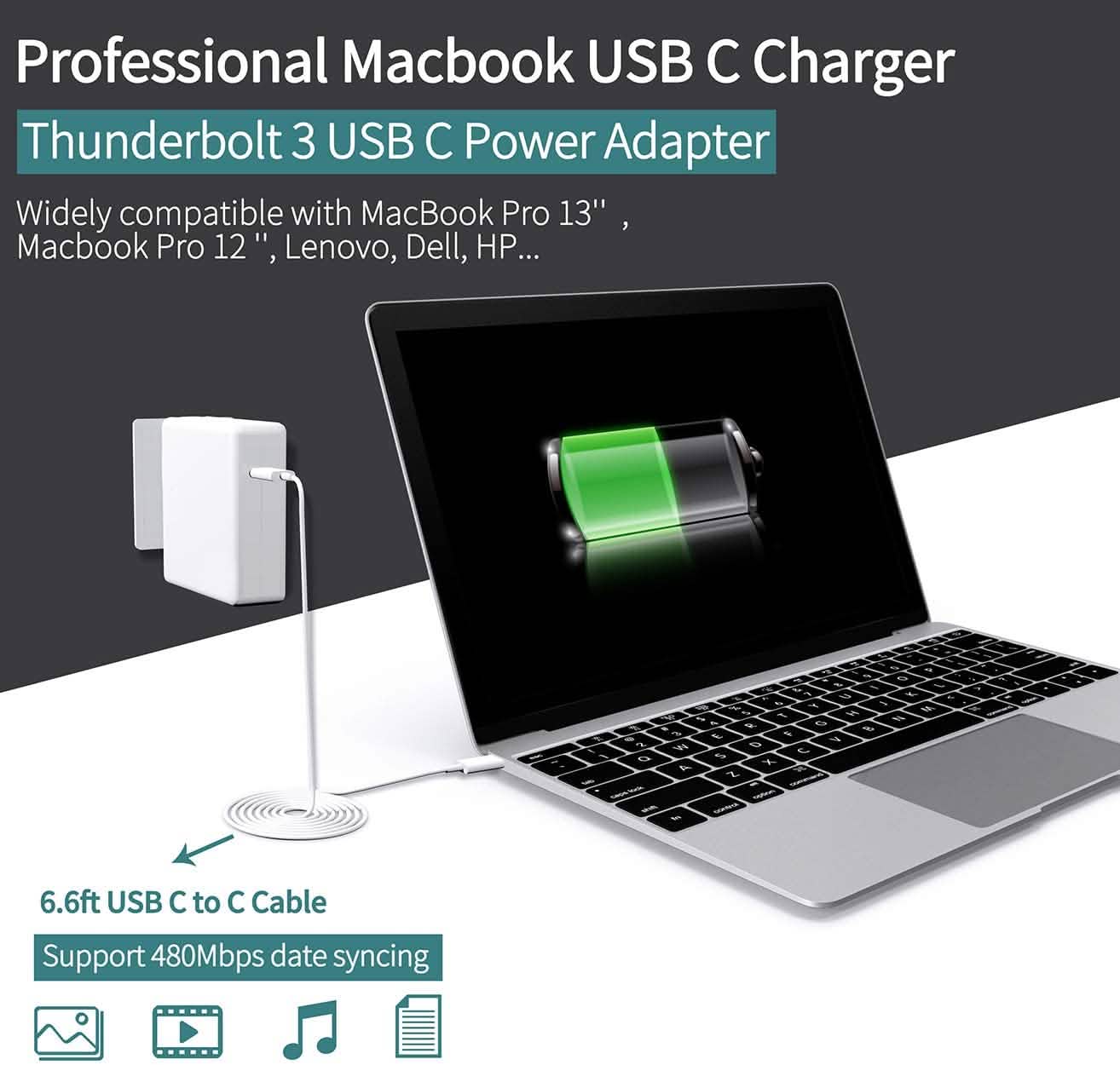 61W USB C Charger Power Adapter for MacBook