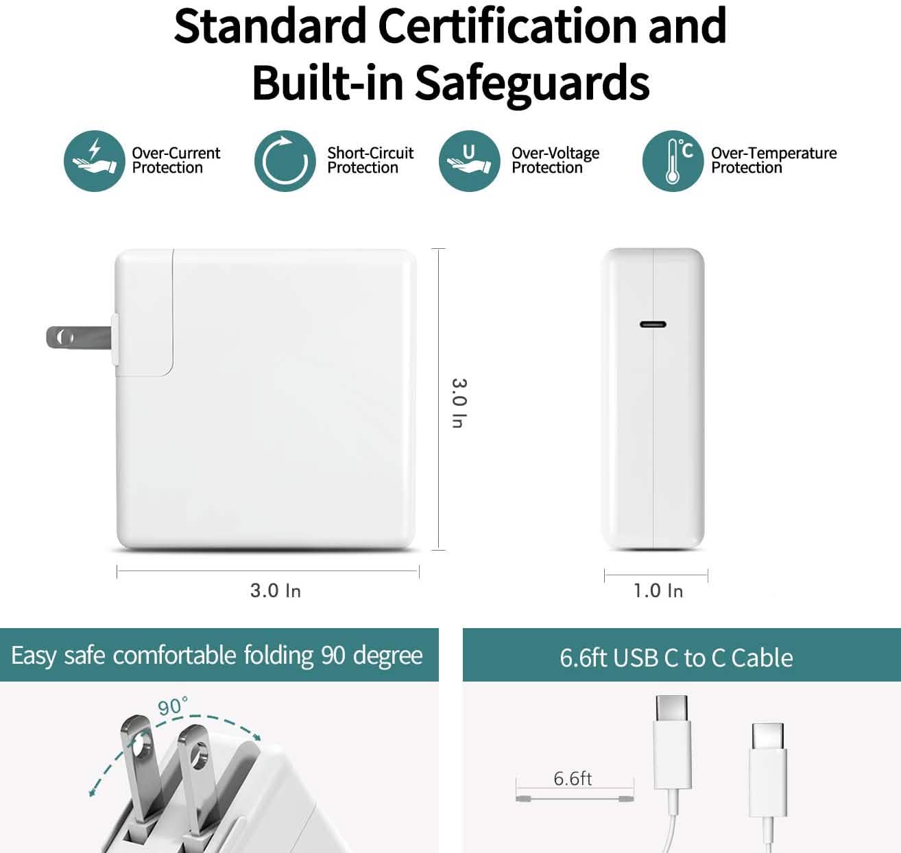 61W USB C Charger Power Adapter for MacBook