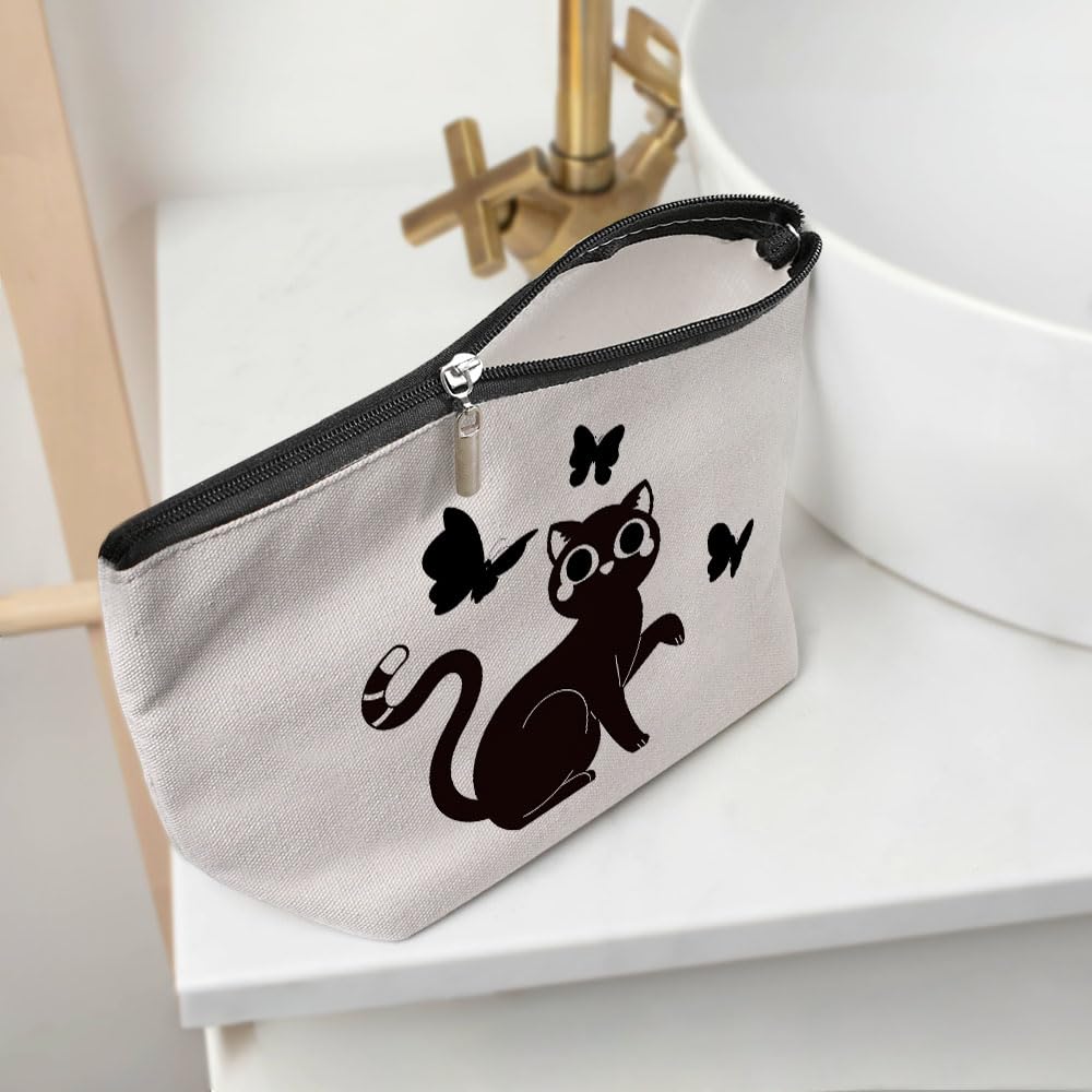 Henhesaha Cute Cat Mom Makeup Bag Travel Toiletry Bag for Women