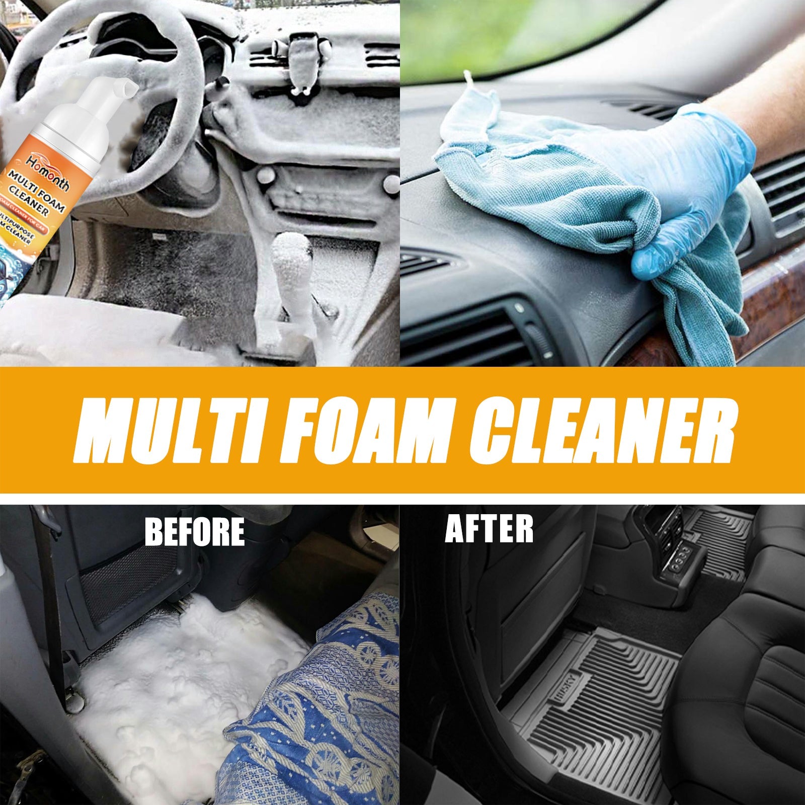 Multi-Purpose Foam Cleaner For Cars, Car Interior Seat Fabric Decontamination Refurbished Cleaning