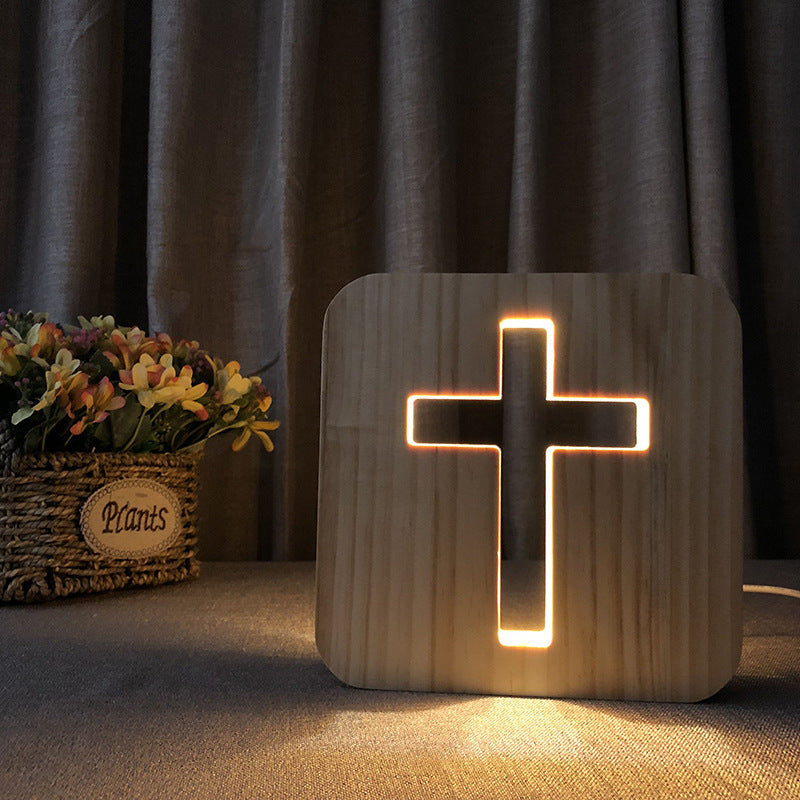 Solid Wood Craft Table Wooden Led Small Night Light