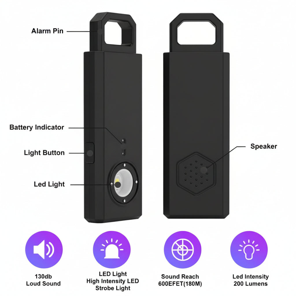 Anti Spier Self-Defense Security Alarm With Motion Sensor & LED