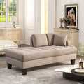 64" Deep Tufted Upholstered Textured Fabric Chaise Lounge Toss Pillow Included