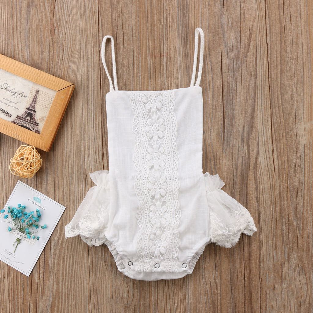White embroidered lace tie