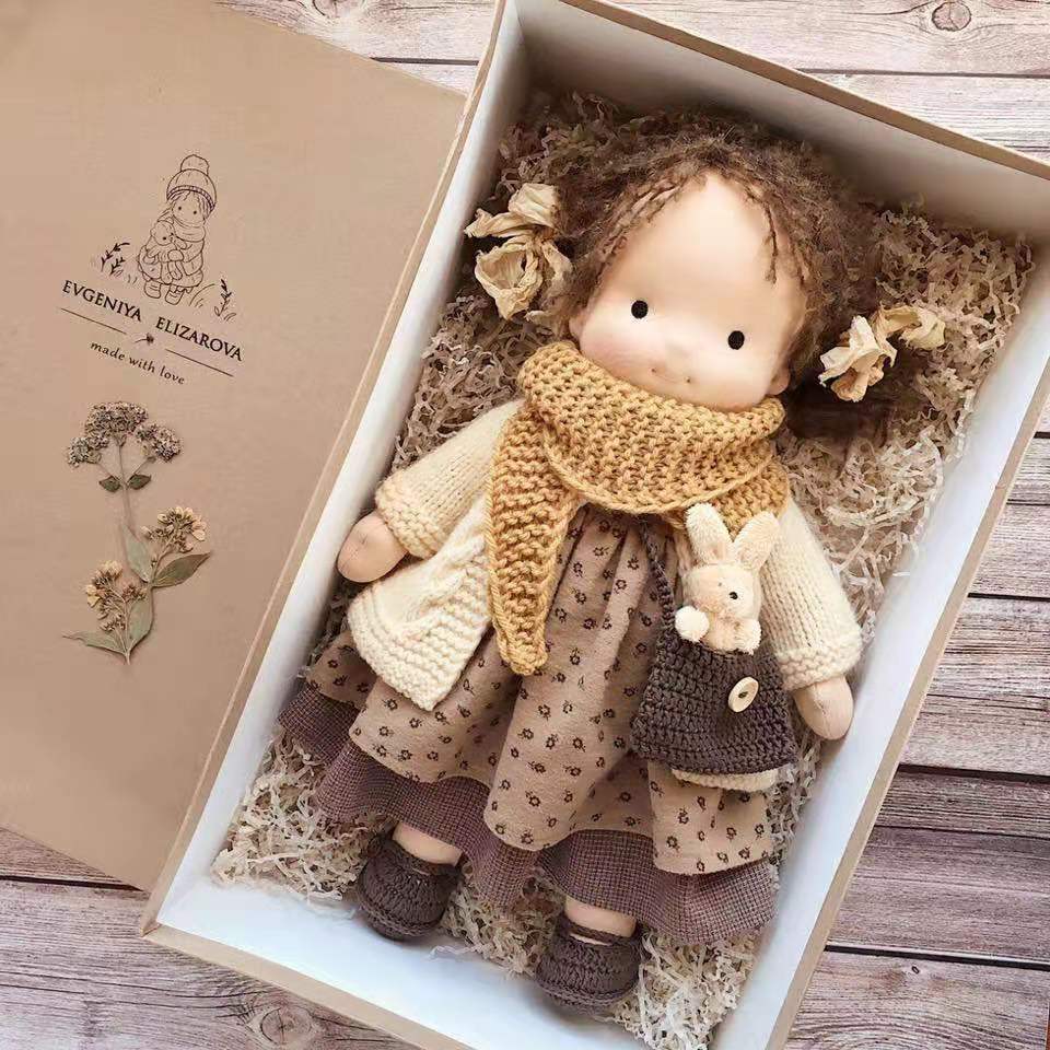 Handmade Plush Doll Golden Curly Girl Finished Product