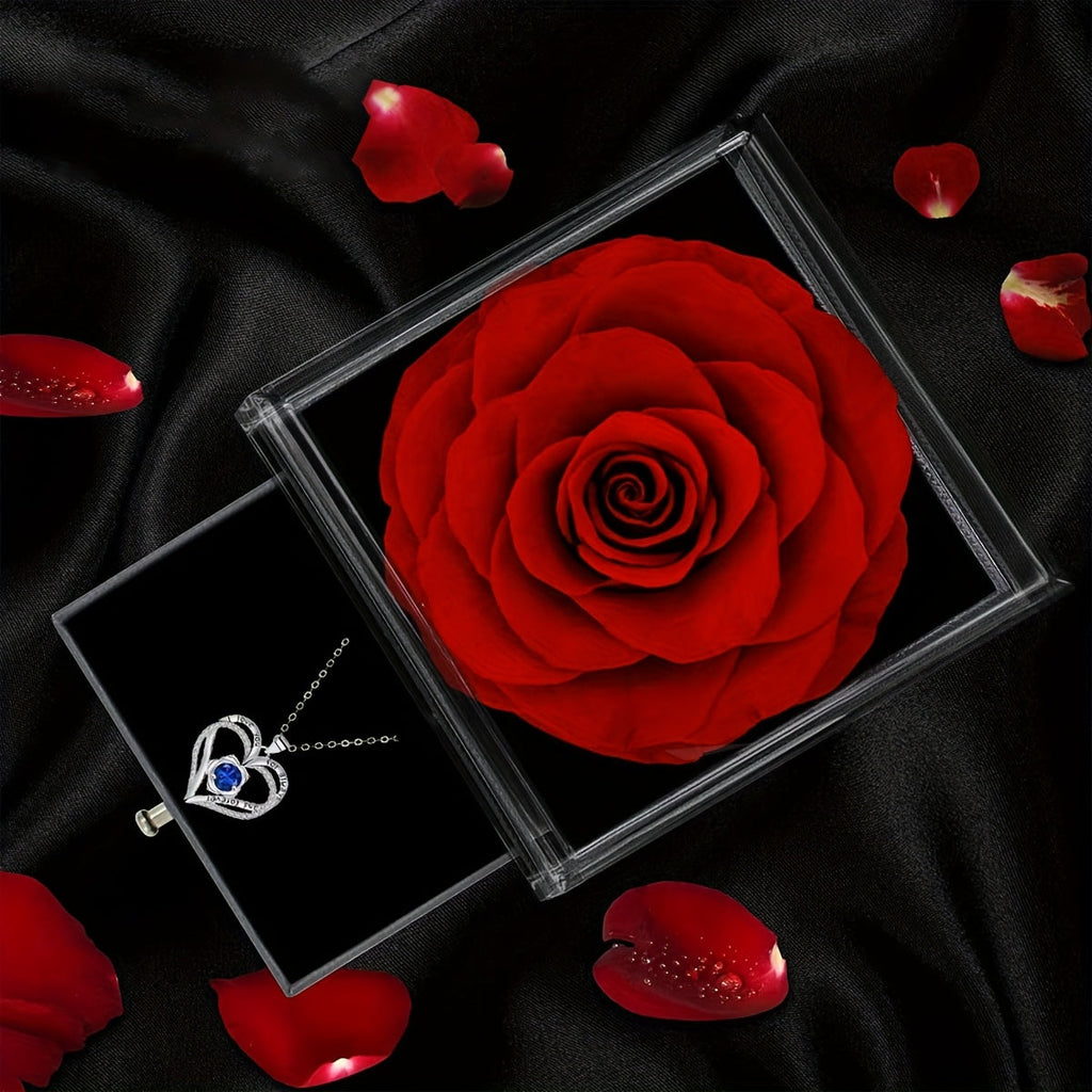Permanent Rose Gift Box, Love Rose Multi Pendant Necklace, Women's Simple and Exquisite Jewelry, Gift for Mother, Lover, Best Friend, New Year's Gift, Mother's Day Gift, Birthday Gift, Party, Thanksgiving Gift, Allergen resis