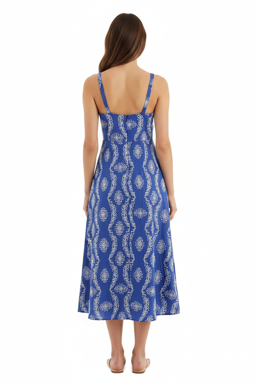 Hollow lace embroidery suspender dress for women