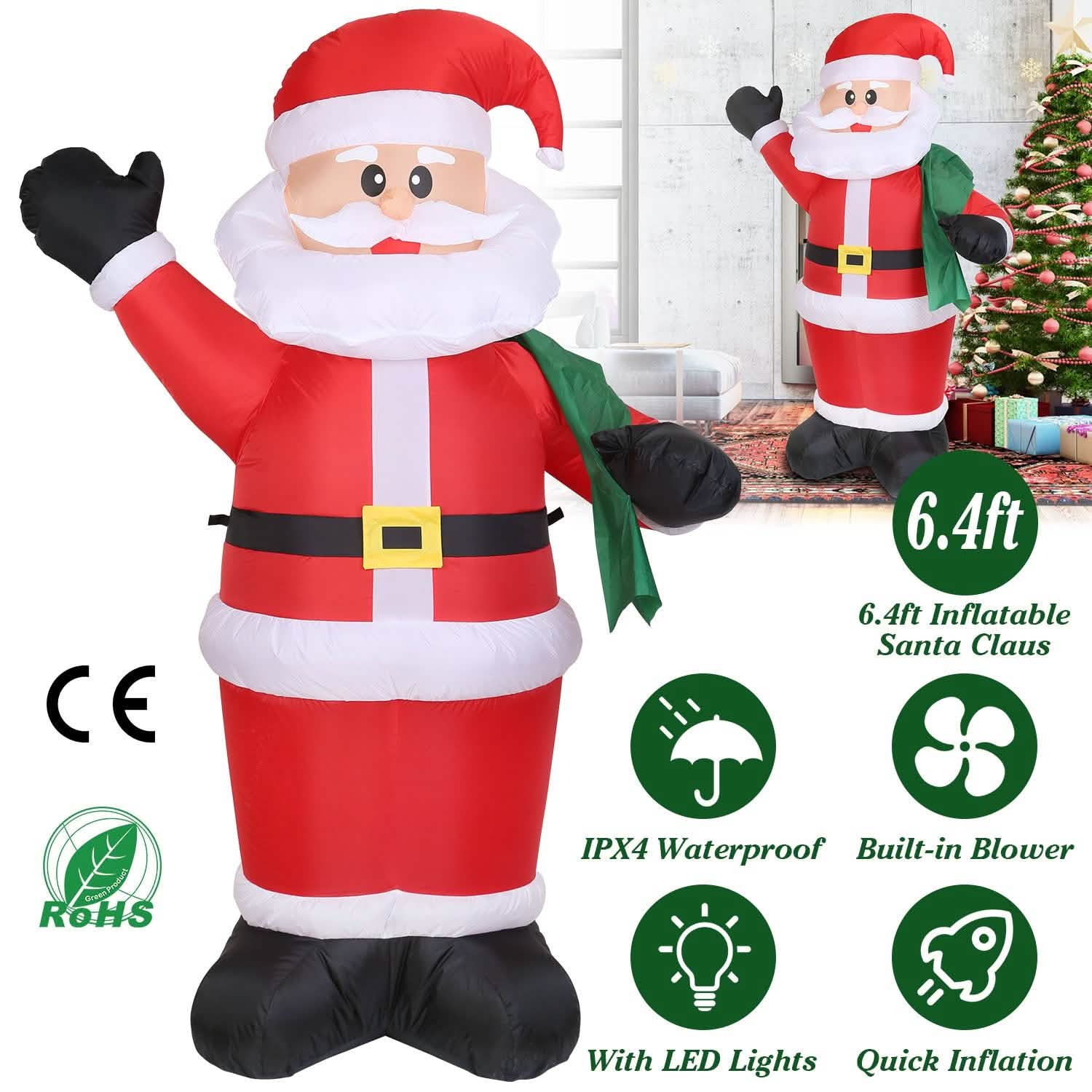 6.4ft Inflatable Christmas Giant Santa Claus
