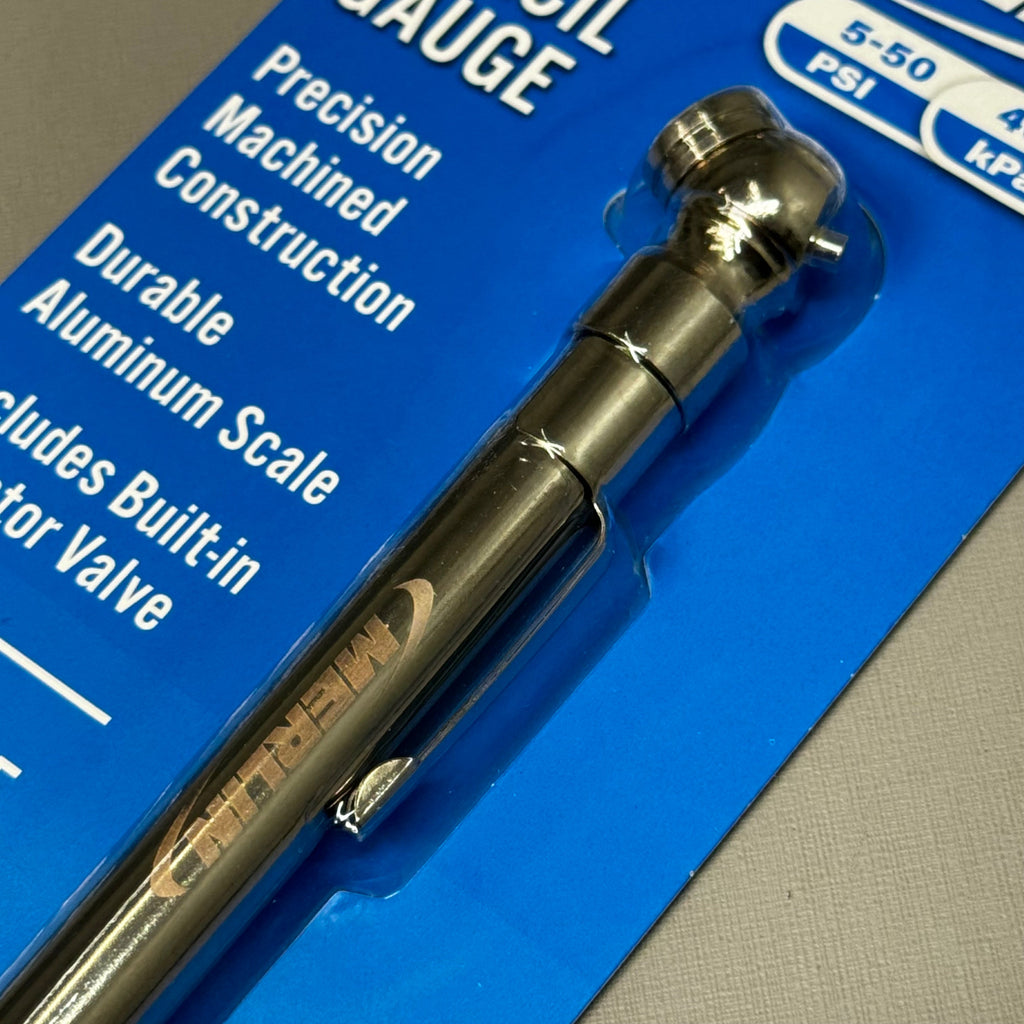 MERLIN (2 PK) Brass Tire Pressure Pencil Gauge 5-50 PSI 6" x 1/2" 57253