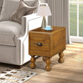 Solid wood end table, rectangular 23.6 inch narrow edge table with drawers, vintage bedside table， Antique Brown