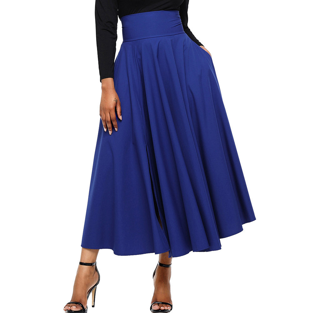 High Waist Pleated Belted Maxi Skirt S-XXL
