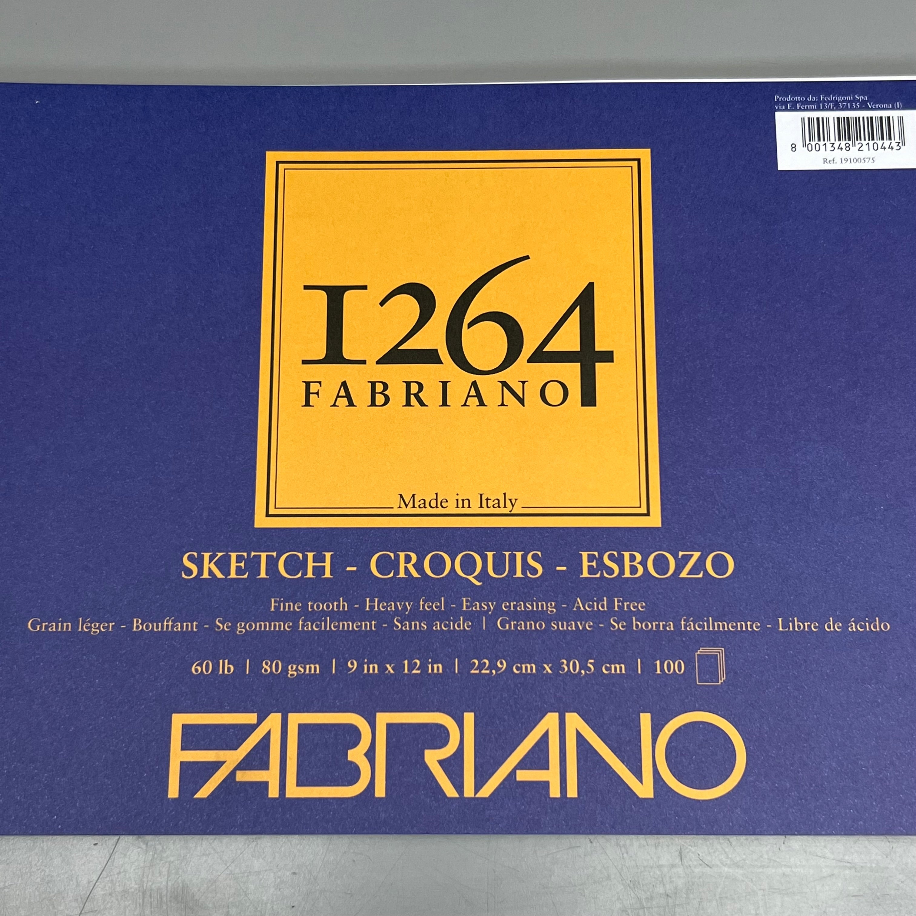 FABRIANO I264 Sketch Paper Pads 9" x 12" ITALY 100 Sheets White