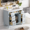 36 inch bathroom vanity with resin sink combination set with 6 drawers and 2 cabinets, storage cabinet vanity set, light blue