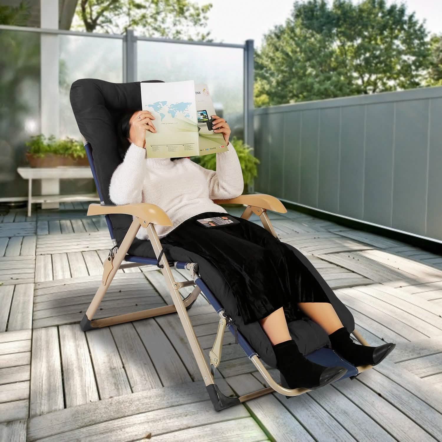67x22in Chaise Lounger Cushion Recliner Rocking Chair Sofa