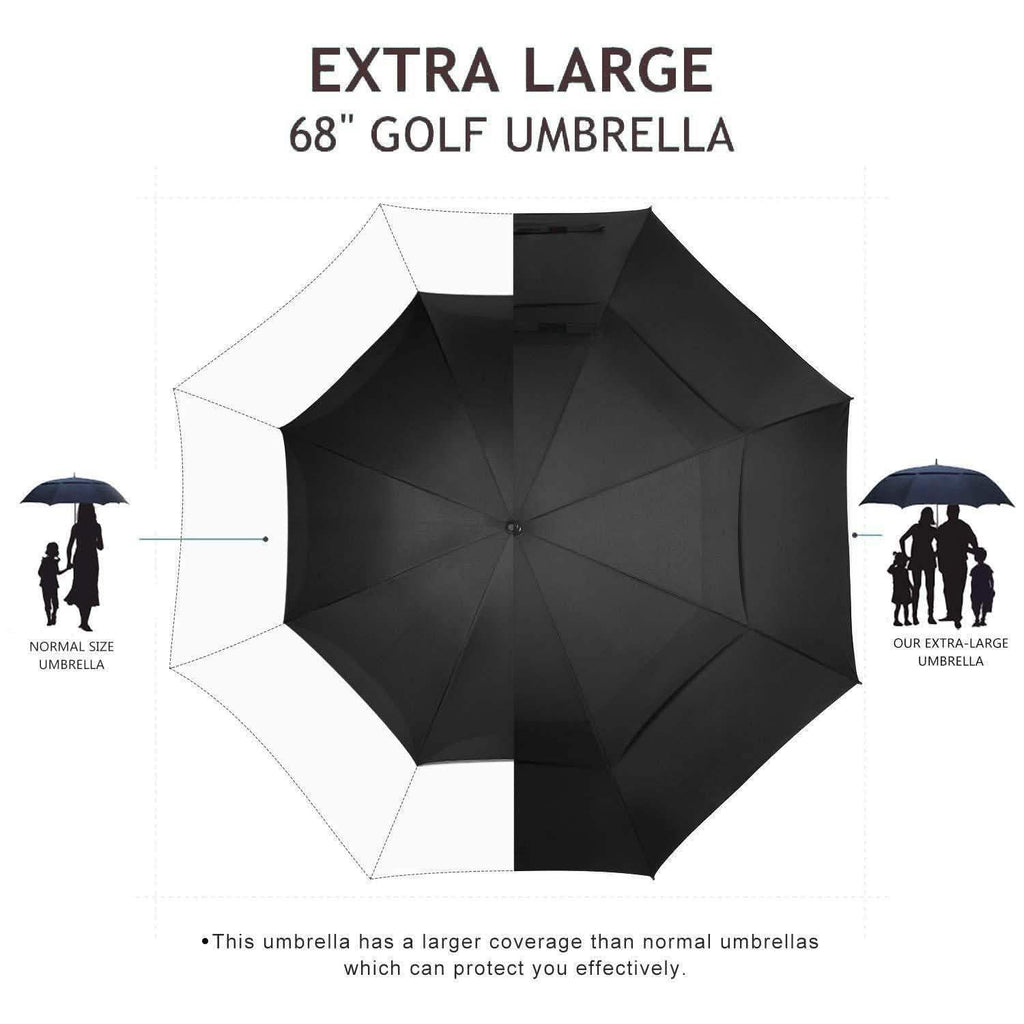 68" Automatic Open Golf Umbrella - Black